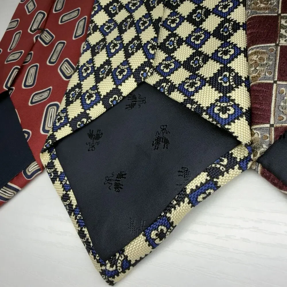 Brooks Brothers 3 Silk Ties Vintage Madder USA Preppy Heritage Geometric
